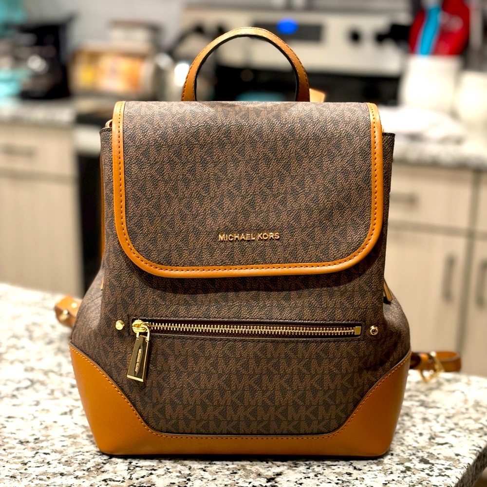 Michael Kors Brown and Tan Backpack